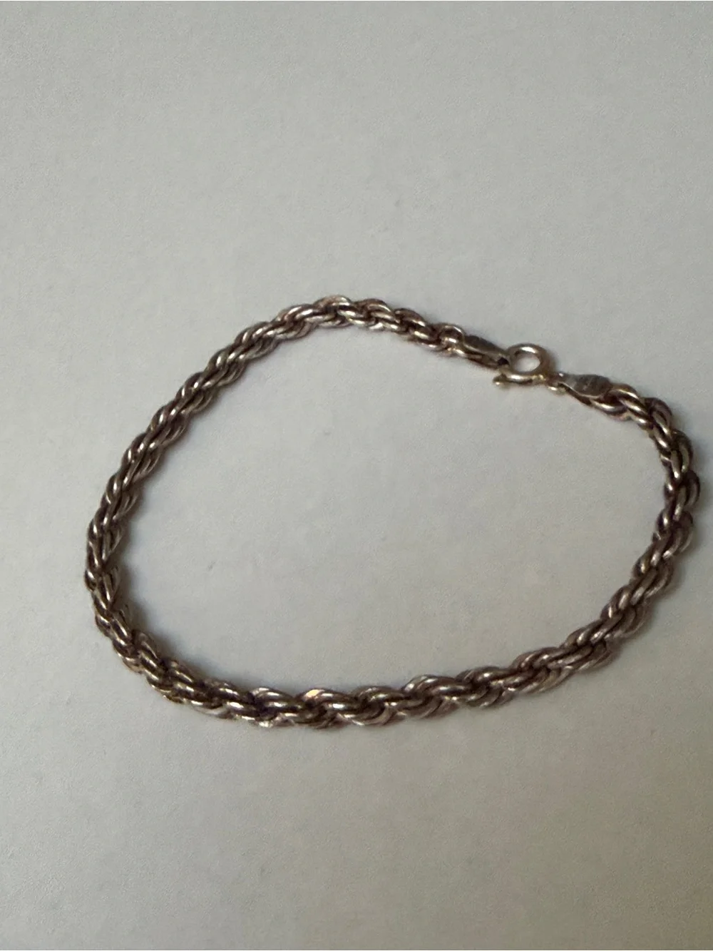 Thick sterling silver braided rope bracelet